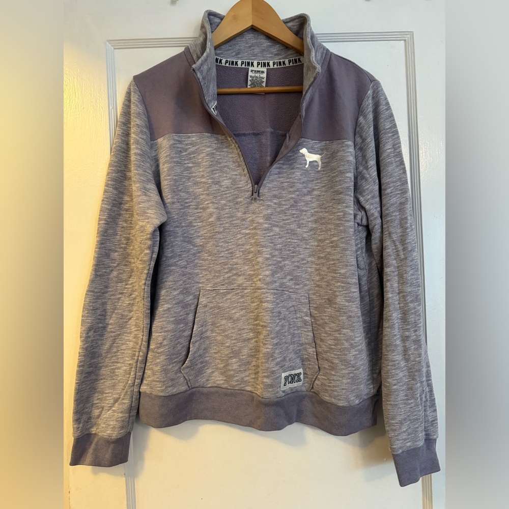 Purple three quarter zip PINK sweatshirt